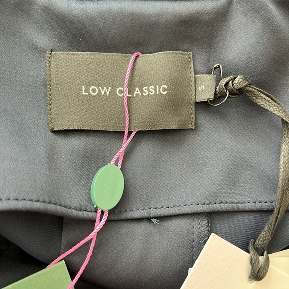 Low Classic Slim Cowl Dress Navy Button Belted - Picture 9 of 13